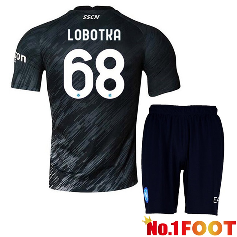 SSC Napoli (Lobotka 68) Kids Football Jerseys Third Black 2022-2023