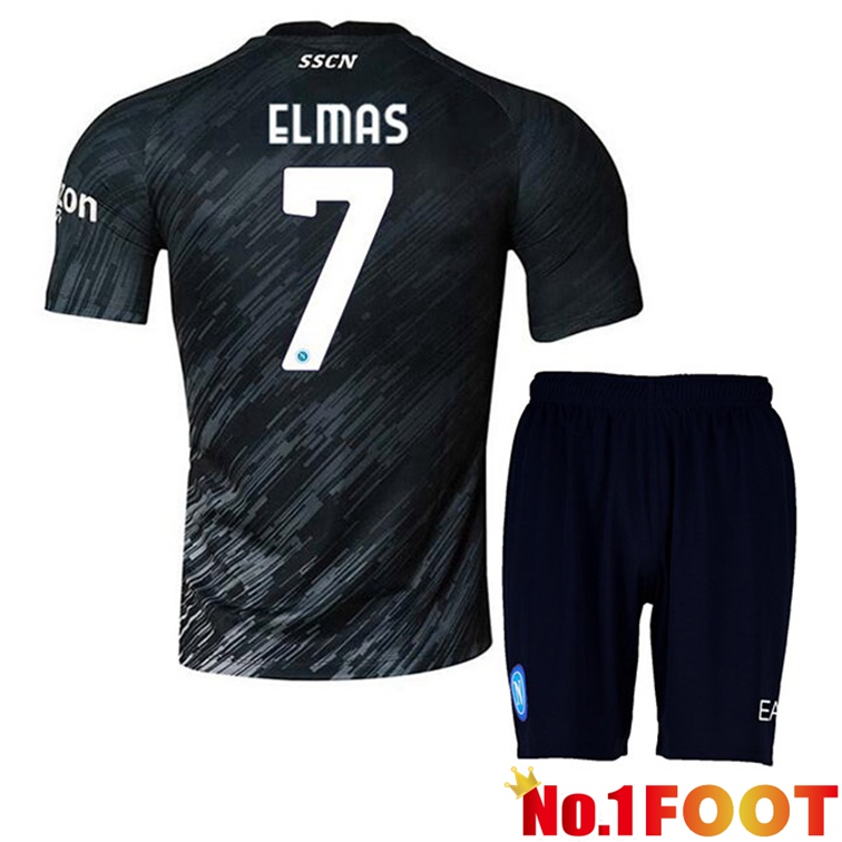 SSC Napoli (Elmas 7) Kids Football Jerseys Third Black 2022-2023