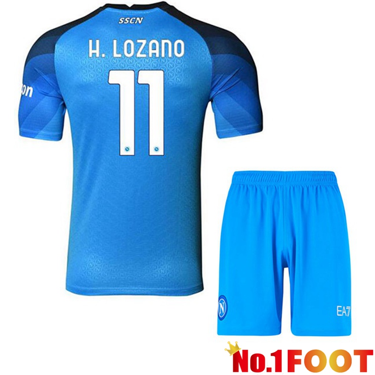 SSC Napoli (H. Lozano 11) Kids Football Jerseys Home Blue 2022-2023