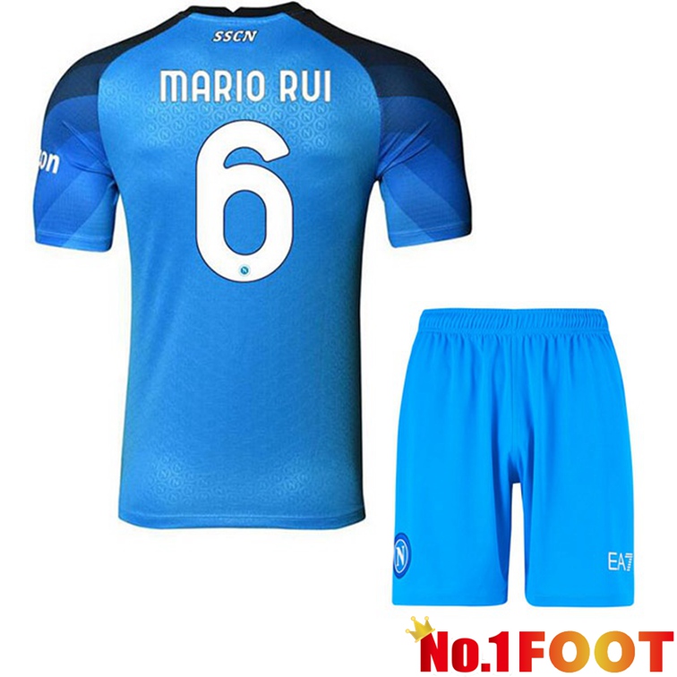 SSC Napoli (Mario Rui 6) Kids Football Jerseys Home Blue 2022-2023