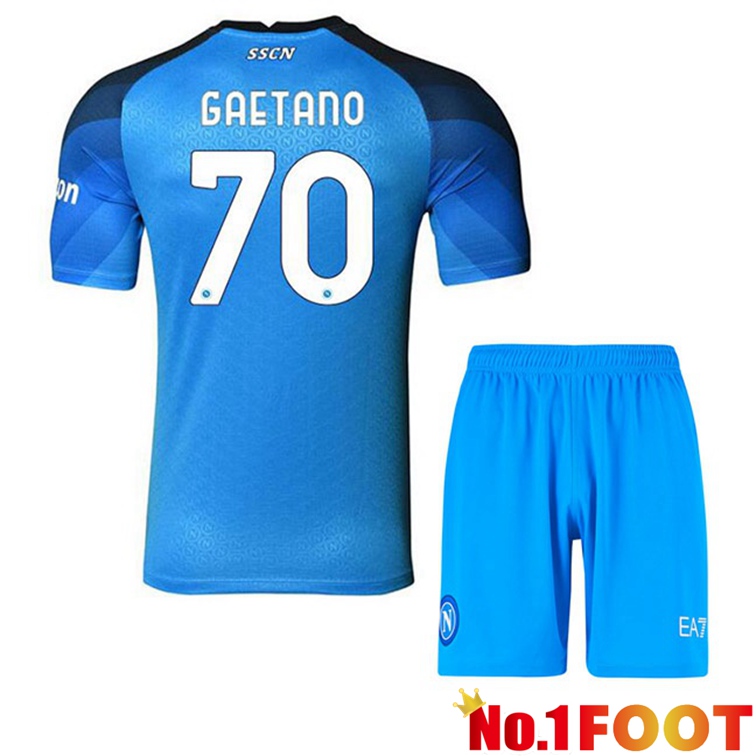 SSC Napoli (Gaetano 70) Kids Football Jerseys Home Blue 2022-2023