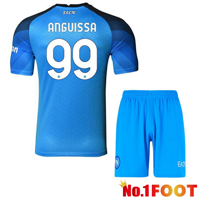 SSC Napoli (Anguissa 99) Kids Football Jerseys Home Blue 2022-2023