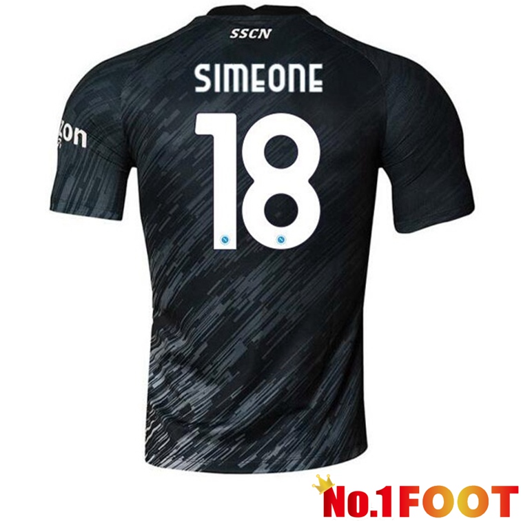 SSC Napoli (Simeone 18) Football Jerseys Third Black 2022-2023