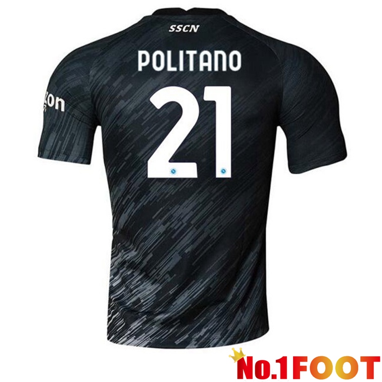 SSC Napoli (Politano 21) Football Jerseys Third Black 2022-2023