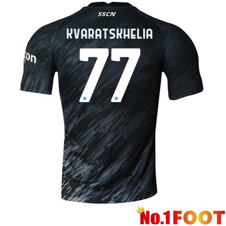 SSC Napoli (Kvaratskhelia 77) Football Jerseys Third Black 2022-2023