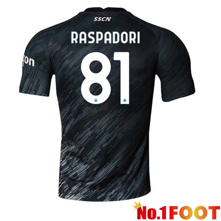 SSC Napoli (Raspadori 81) Football Jerseys Third Black 2022-2023