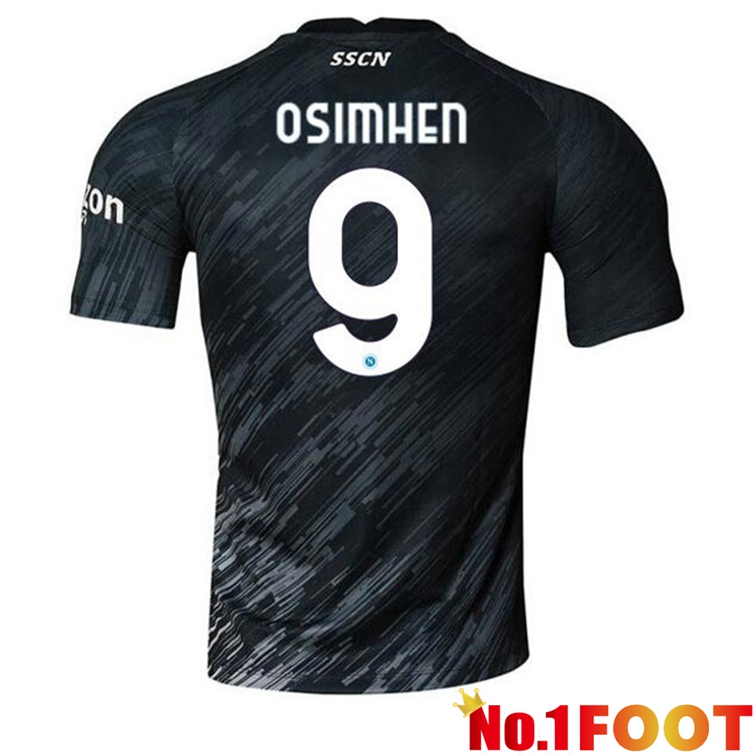 SSC Napoli (Osimhen 9) Football Jerseys Third Black 2022-2023