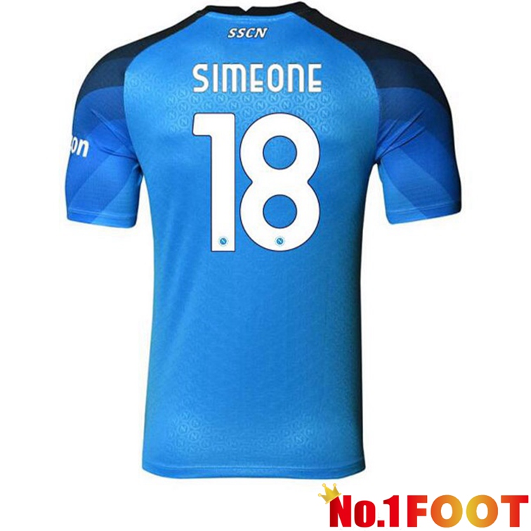 SSC Napoli (Simeone 18) Football Jerseys Home Blue 2022-2023