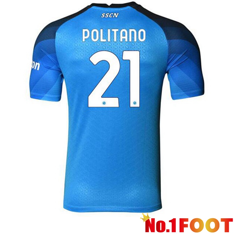 SSC Napoli (Politano 21) Football Jerseys Home Blue 2022-2023