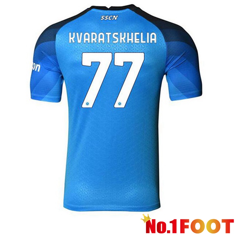 SSC Napoli (Kvaratskhelia 77) Football Jerseys Home Blue 2022-2023