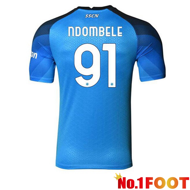 SSC Napoli (Ndombele 91) Football Jerseys Home Blue 2022-2023