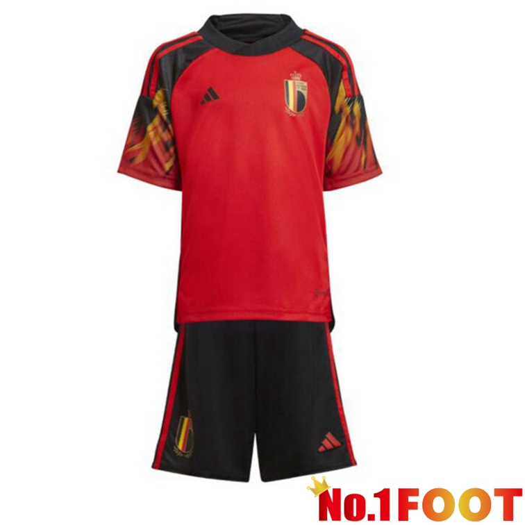 Belgium Kids Soccer Jerseys Home Red 2022-2023