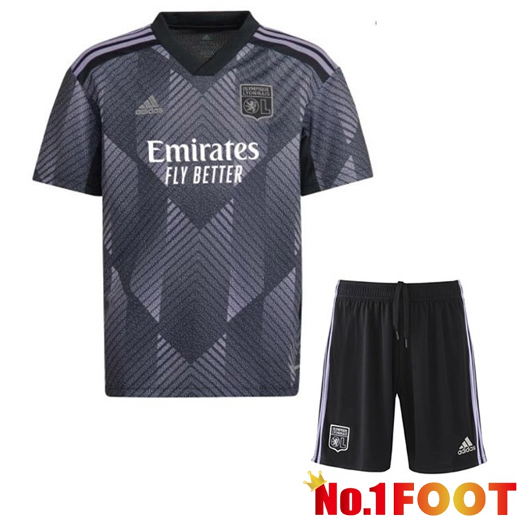 Olympique Lyonnais Kids Soccer Jerseys Third Black 2022-2023