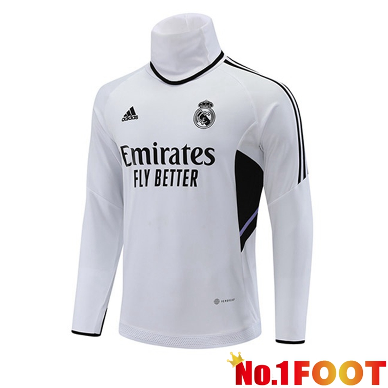 Real Madrid Training Sweatshirt High Collar White 2022-2023