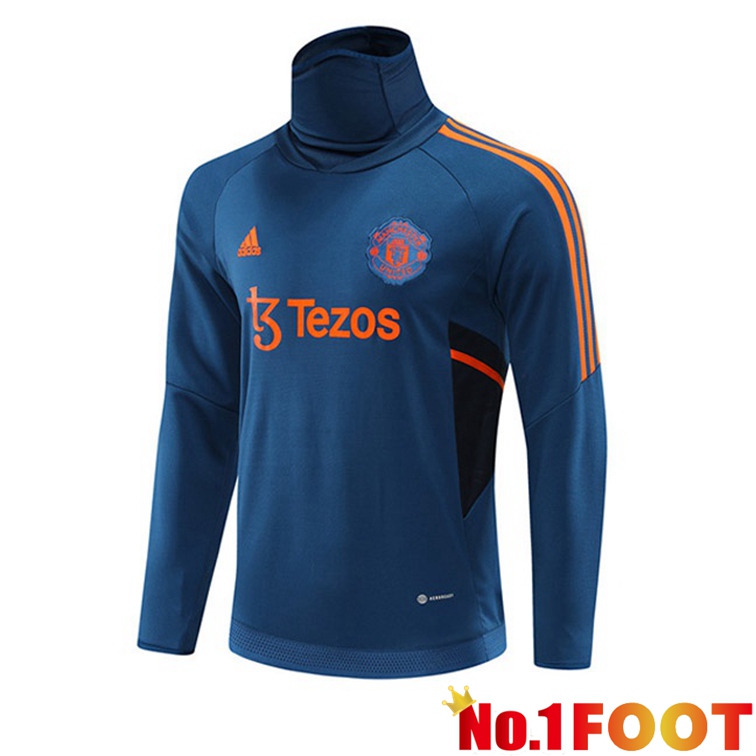 Manchester United Training Sweatshirt High Collar Blue 2022-2023