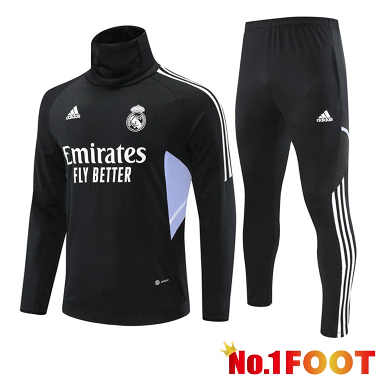 Real Madrid Training Tracksuit High Collar Black 2022-2023