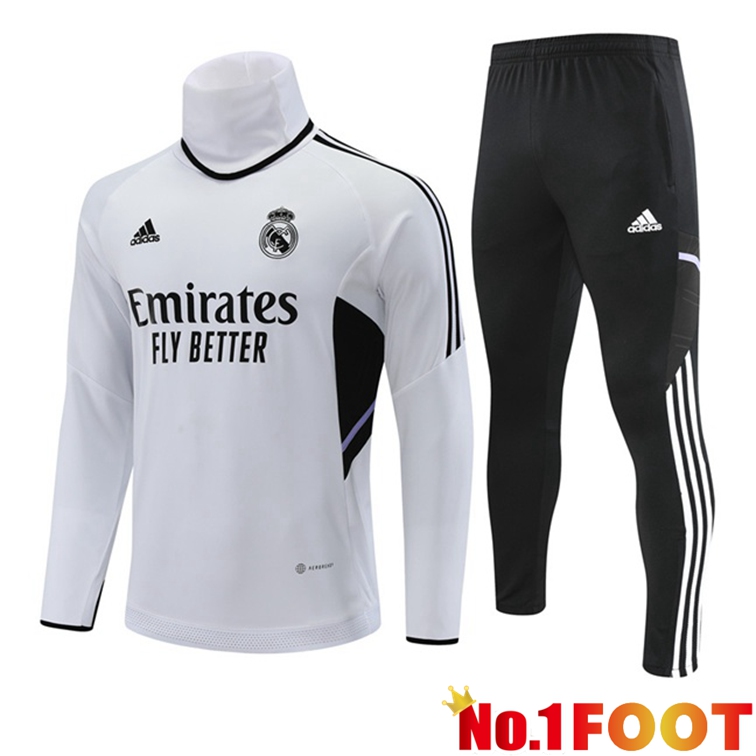 Real Madrid Training Tracksuit High Collar White 2022-2023