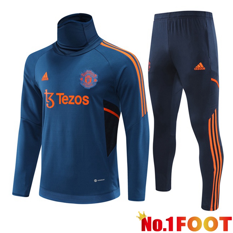 Manchester United Training Tracksuit High Collar Blue 2022-2023