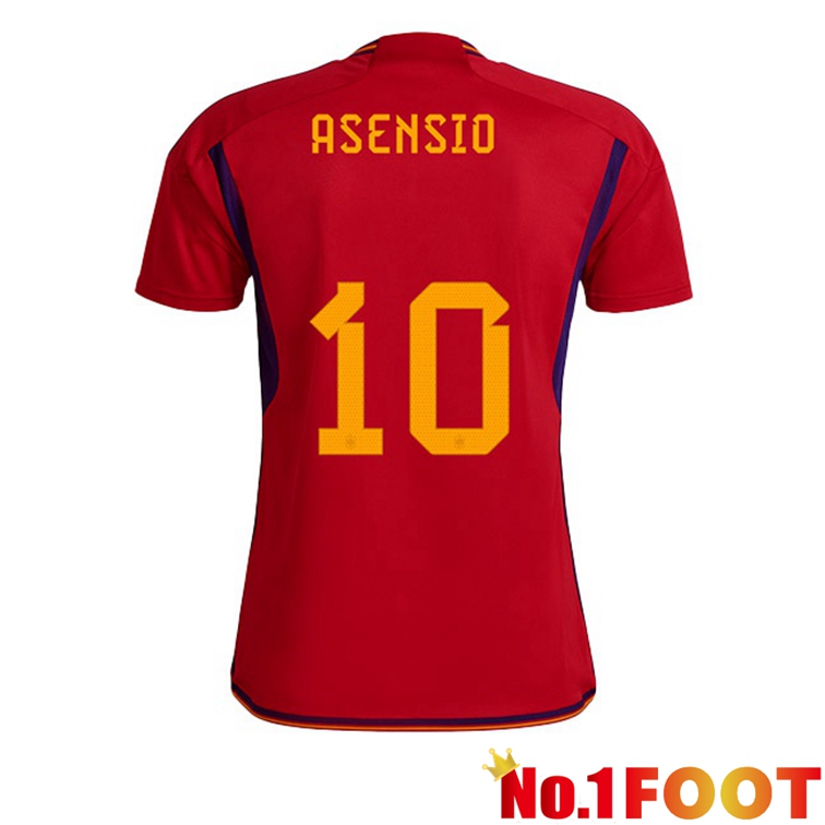 Spain (ASENSIO 10) Soccer Jerseys Home Red World Cup 2022