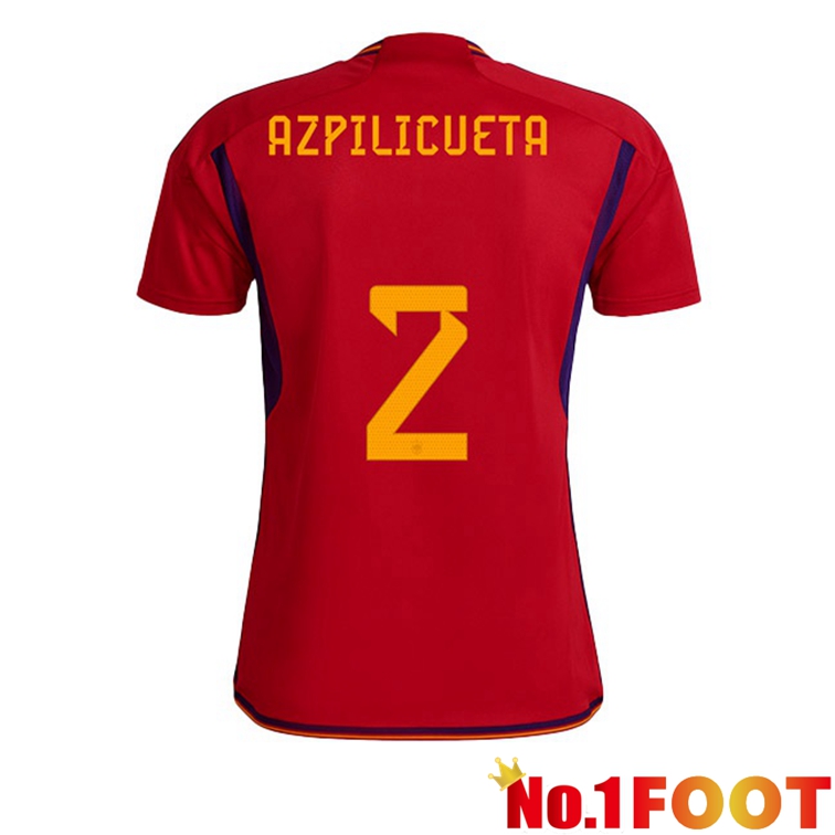 Spain (AZPILICUETA 2) Soccer Jerseys Home Red World Cup 2022