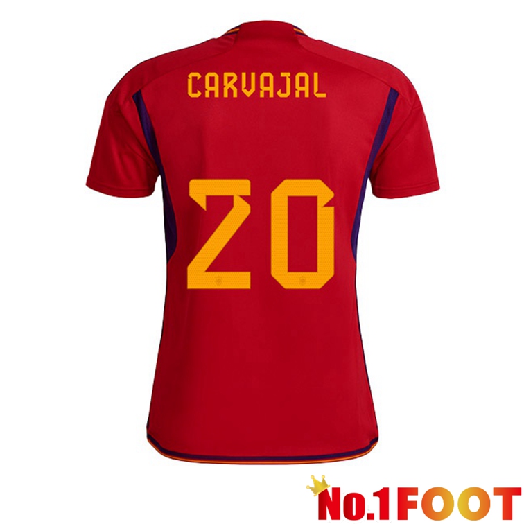 Spain (CARVAJAL 20) Soccer Jerseys Home Red World Cup 2022