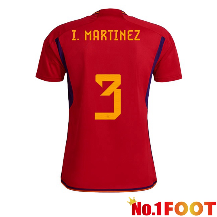 Spain (I. MARTINEZ 3) Soccer Jerseys Home Red World Cup 2022