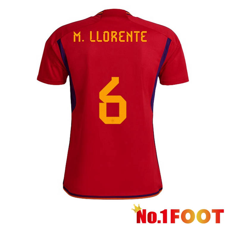 Spain (M.LLORENTE 6) Soccer Jerseys Home Red World Cup 2022