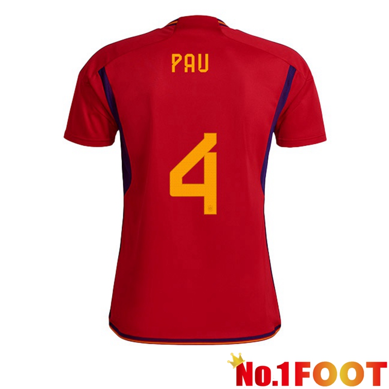 Spain (PAU 4) Soccer Jerseys Home Red World Cup 2022