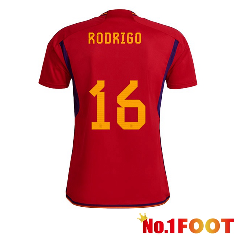 Spain (RODRIGO 16) Soccer Jerseys Home Red World Cup 2022