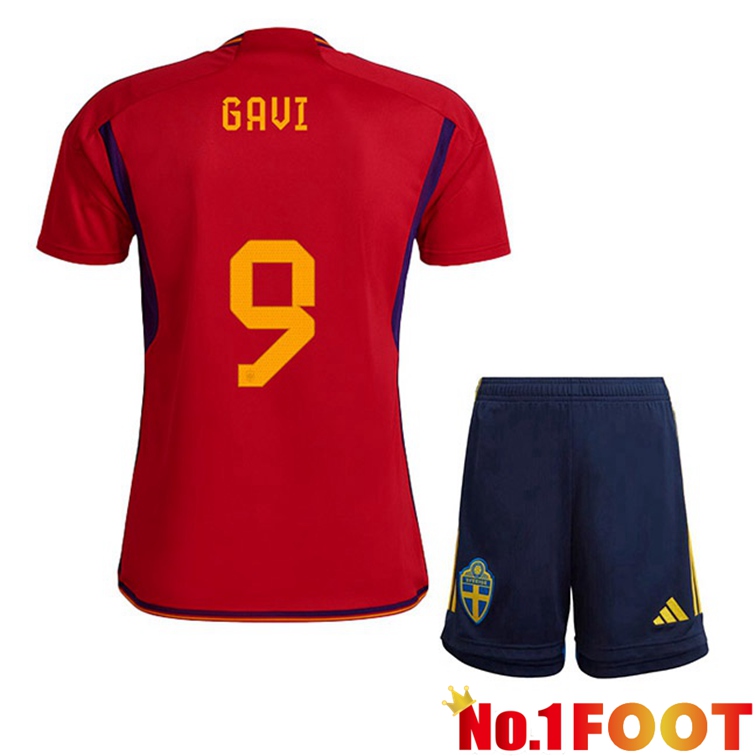 Spain (GAVI 9) Kids Soccer Jerseys Home Red World Cup 2022