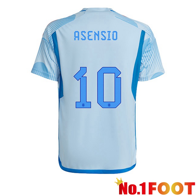 Spain (ASENSIO 10) Soccer Jerseys Away Blue White World Cup 2022