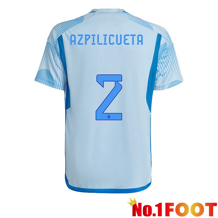 Spain (AZPILICUETA 2) Soccer Jerseys Away Blue White World Cup 2022