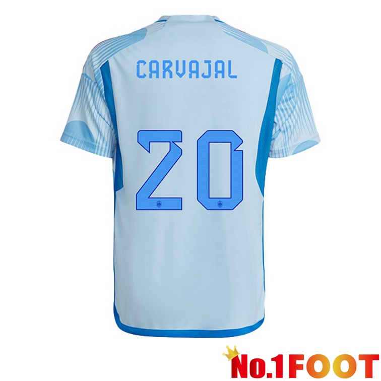 Spain (CARVAJAL 20) Soccer Jerseys Away Blue White World Cup 2022