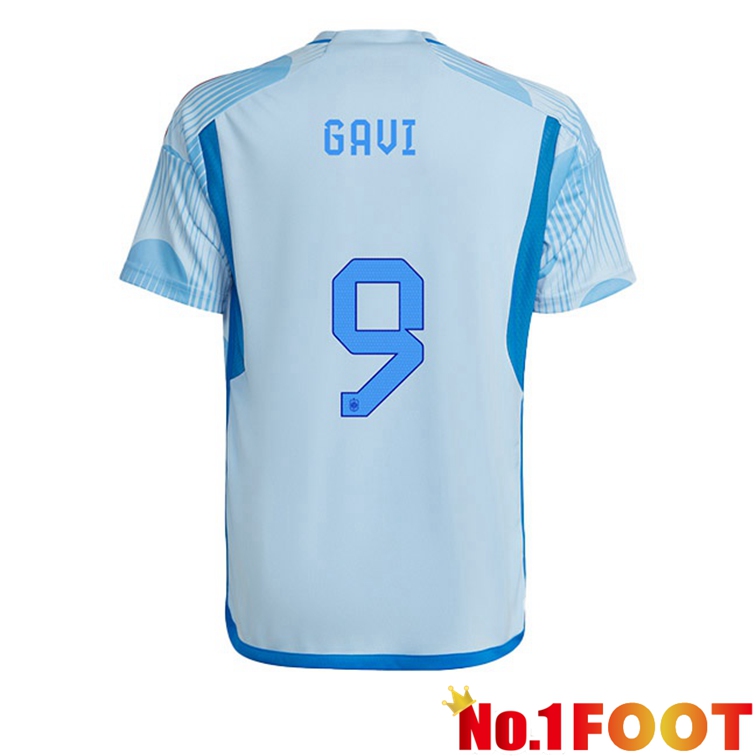 Spain (GAVI 9) Soccer Jerseys Away Blue White World Cup 2022