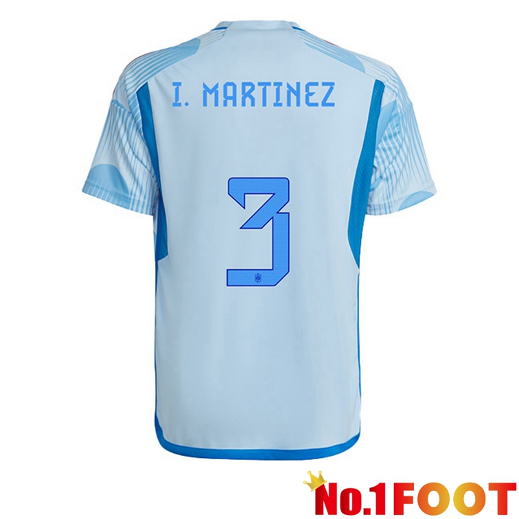 Spain (I. MARTINEZ 3) Soccer Jerseys Away Blue White World Cup 2022