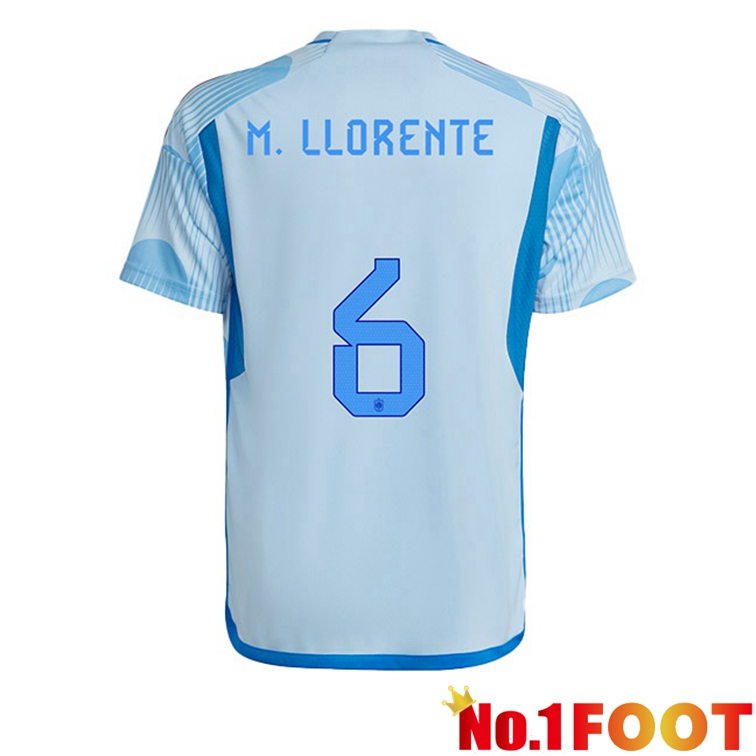 Spain (M.LLORENTE 6) Soccer Jerseys Away Blue White World Cup 2022