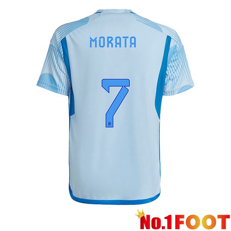 Spain (MORATA 7) Soccer Jerseys Away Blue White World Cup 2022