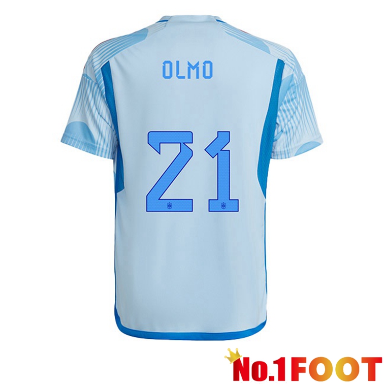 Spain (OLMO 21) Soccer Jerseys Away Blue White World Cup 2022