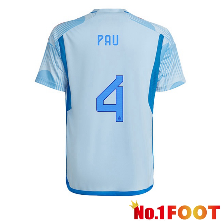 Spain (PAU 4) Soccer Jerseys Away Blue White World Cup 2022