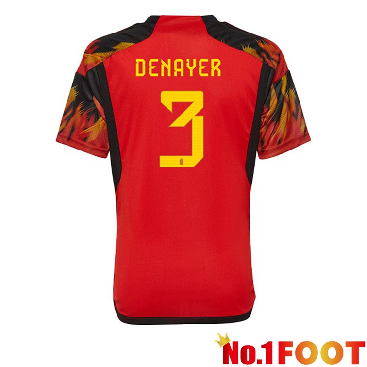 Belgium (DENAYER 3) Soccer Jerseys Home Red World Cup 2022