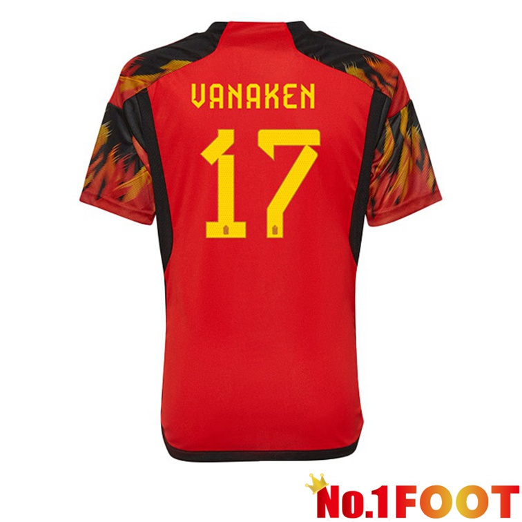 Belgium (VANAKEN 17) Soccer Jerseys Home Red World Cup 2022