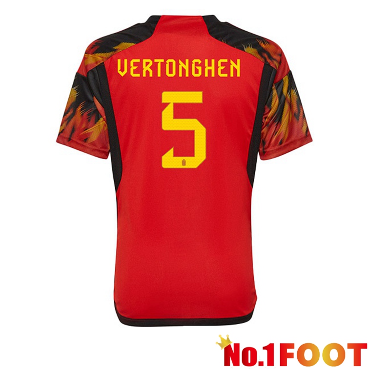 Belgium (VERTONGHEN 5) Soccer Jerseys Home Red World Cup 2022