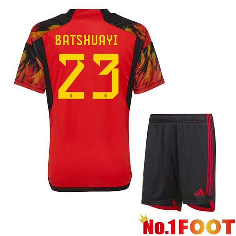 Belgium (BATSHUAYI 23) Kids Soccer Jerseys Home Red World Cup 2022