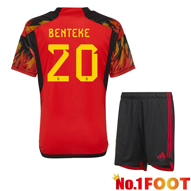 Belgium (BENTEKE 20) Kids Soccer Jerseys Home Red World Cup 2022