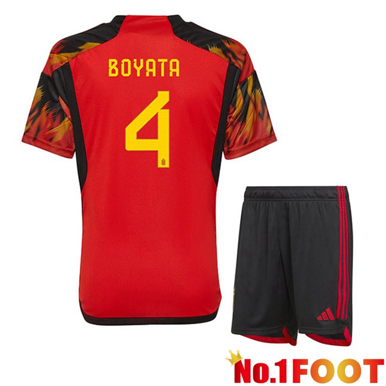 Belgium (BOYATA 4) Kids Soccer Jerseys Home Red World Cup 2022