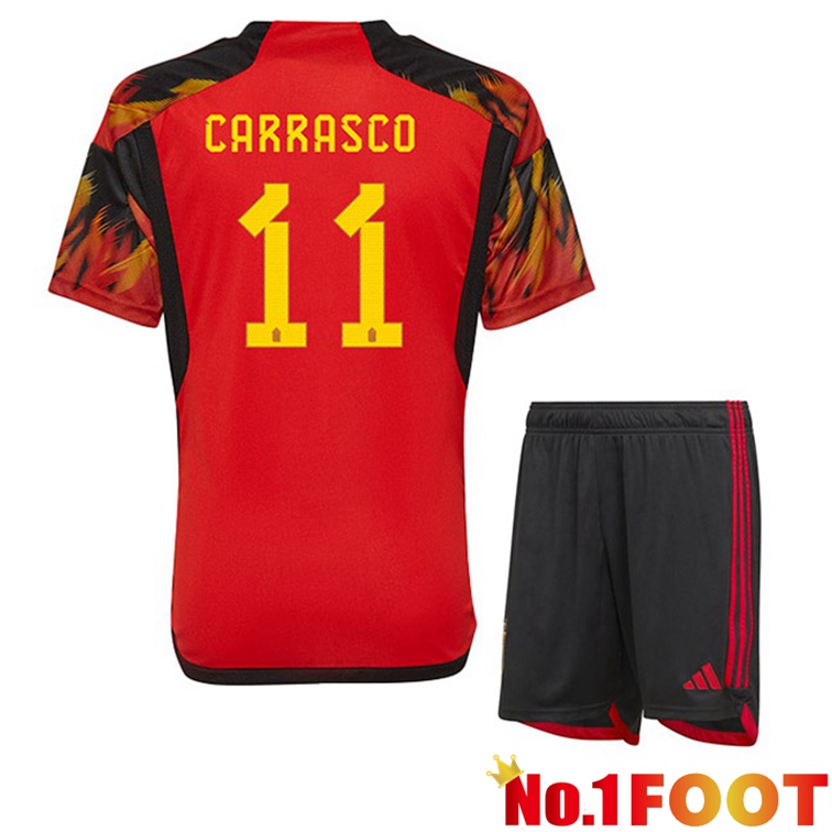 Belgium (CARRASCO 11) Kids Soccer Jerseys Home Red World Cup 2022