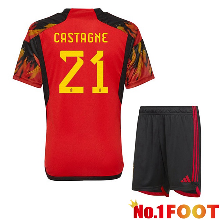 Belgium (CASTAGNE 21) Kids Soccer Jerseys Home Red World Cup 2022