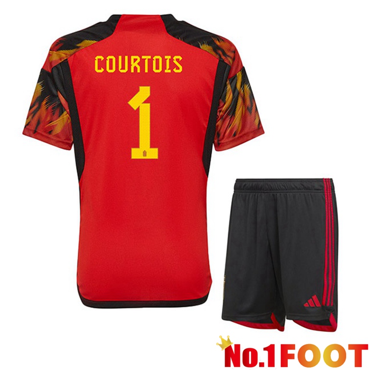 Belgium (COURTOIS 1) Kids Soccer Jerseys Home Red World Cup 2022