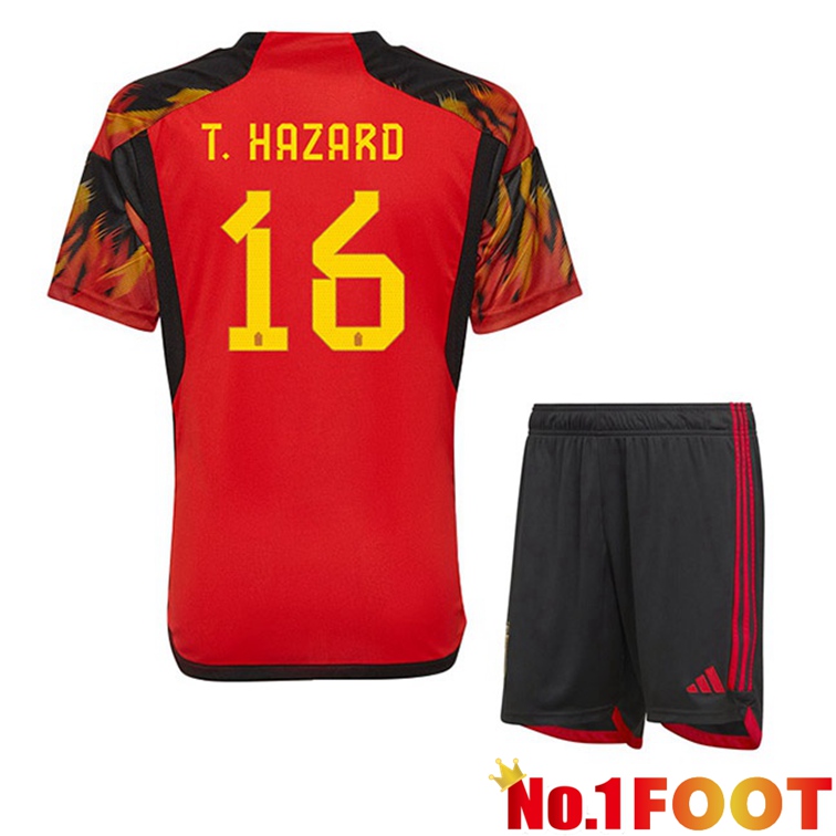 Belgium (T. HAZARD 16) Kids Soccer Jerseys Home Red World Cup 2022