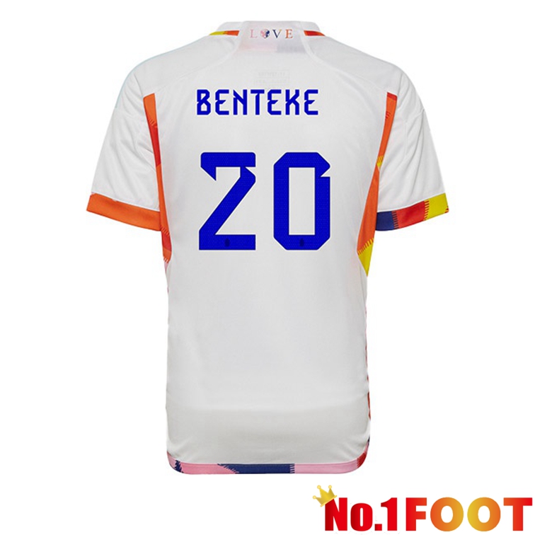 Belgium (BENTEKE 20) Soccer Jerseys Away White World Cup 2022